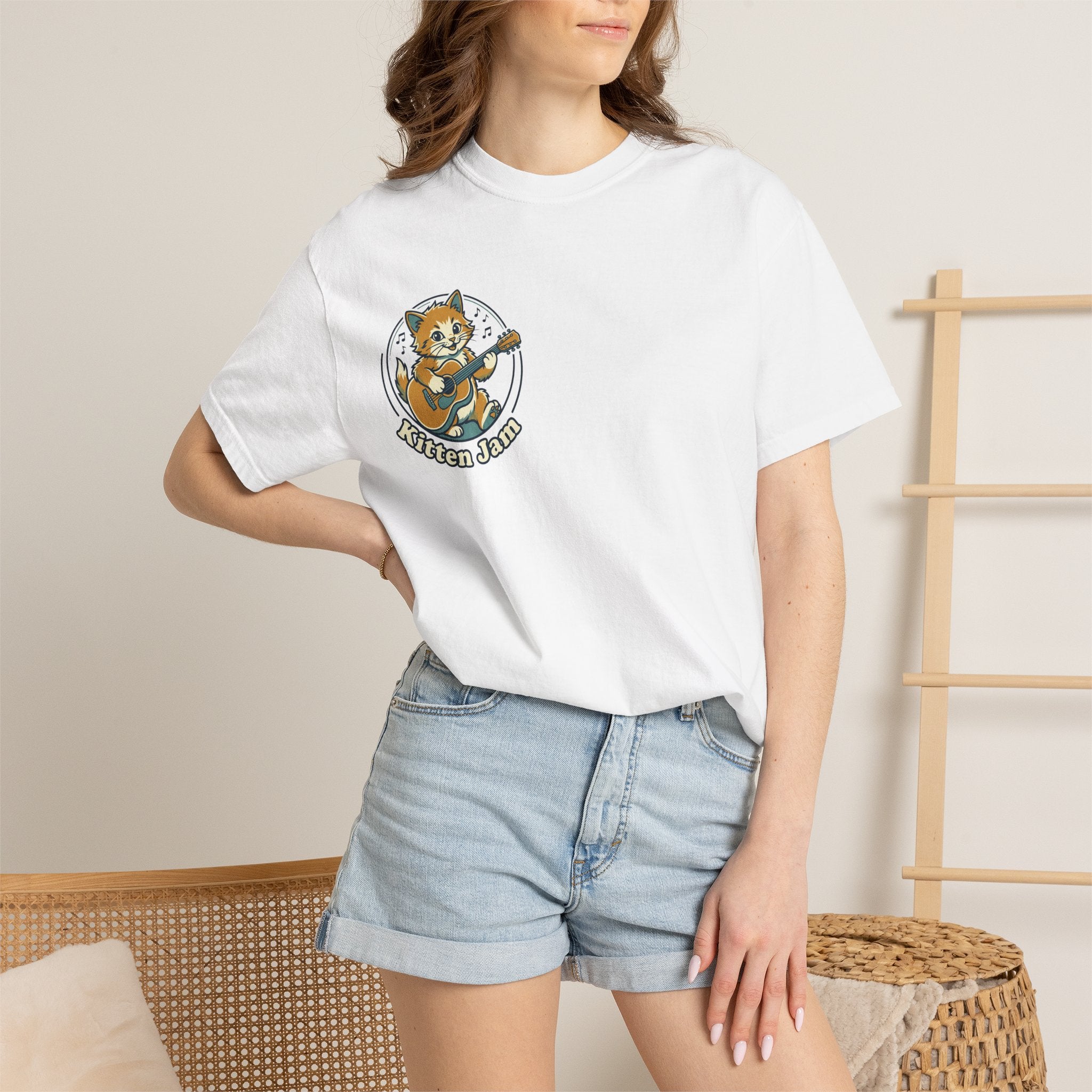 Chill Cat Playing Guitar T‑Shirt — "Strange Days" Retro Cat Music Tee