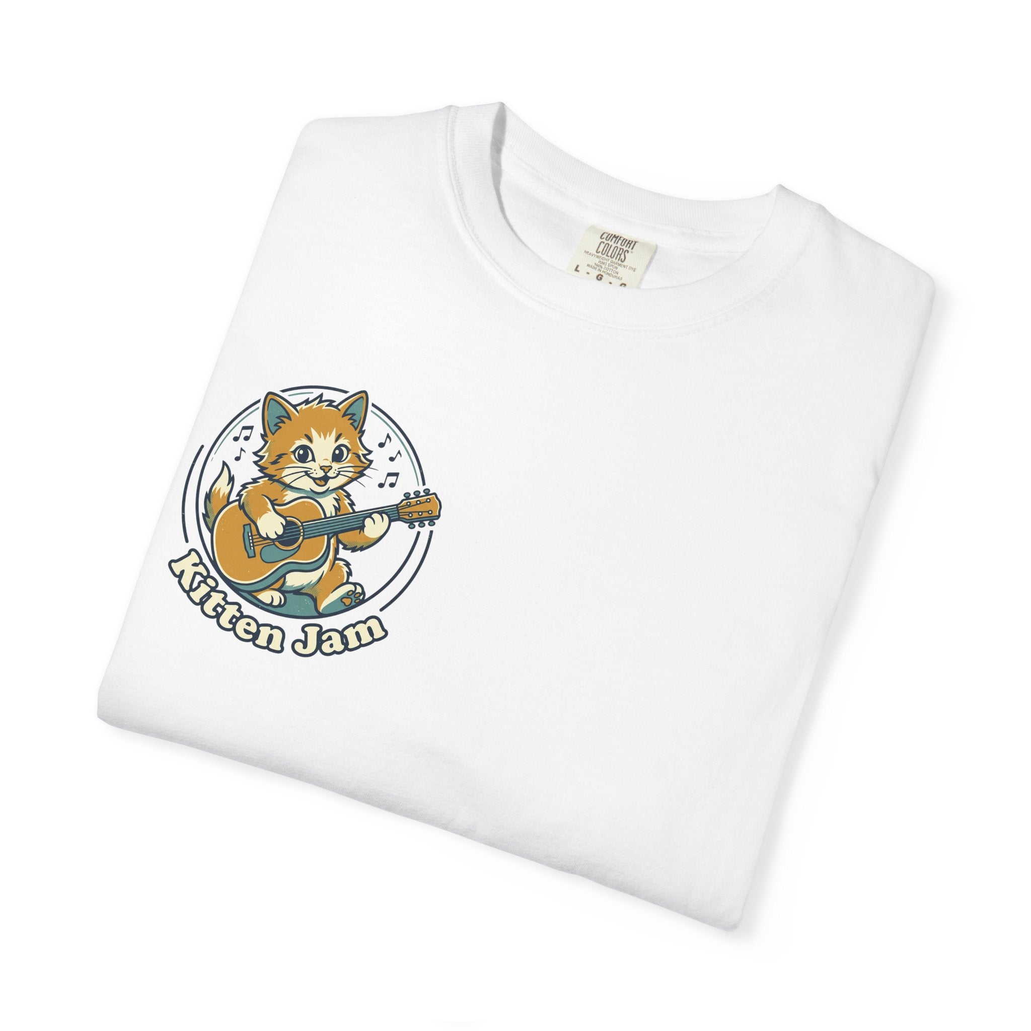 Chill Cat Playing Guitar T‑Shirt — "Strange Days" Retro Cat Music Tee
